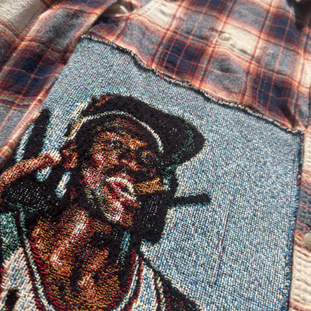 1 OF 1 JORDAN CIGAR TAPESTRY FLANNEL REWORK - SIZE LARGE